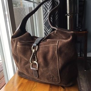 Rooney and Bourke brown suede purse